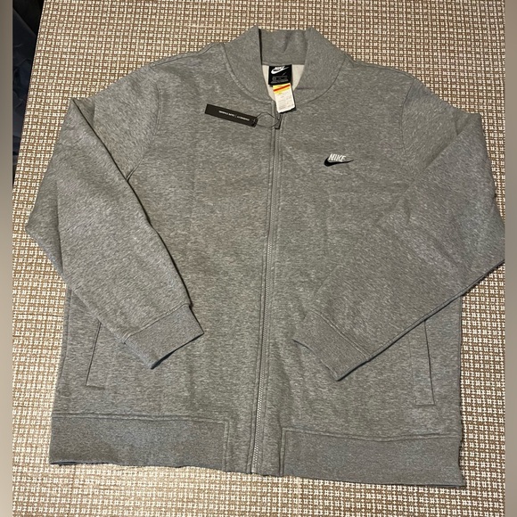 Nike Full Zip Fleece Bomber Style Jacket Gray Men’s 2XL NWT - Picture 2 of 9